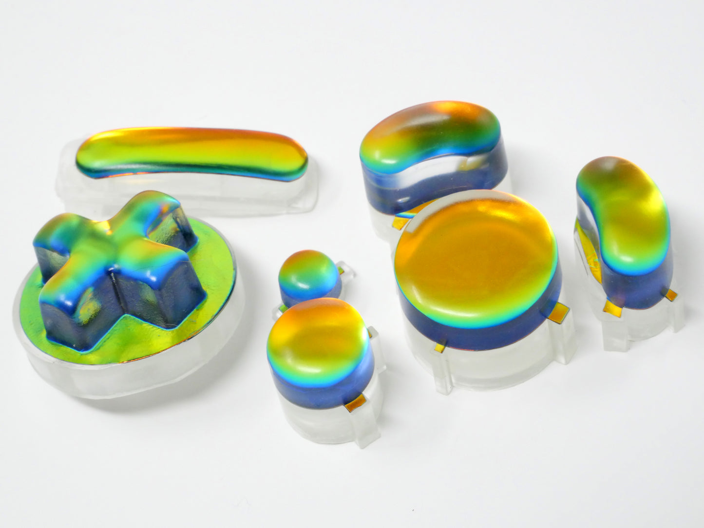 Dichroic Gold Malachite Gamecube Buttons Balds