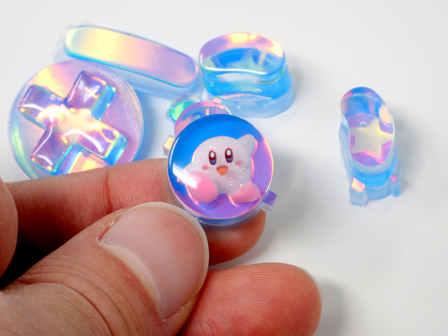 Rainbow Opal Clear Dreamy Kirby Gamecube Buttons Flats