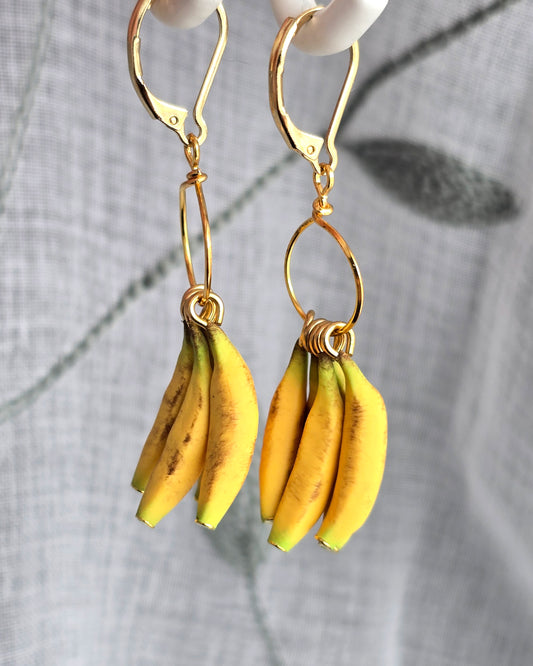Banana Bunch Polymer Clay Dangle Earrings