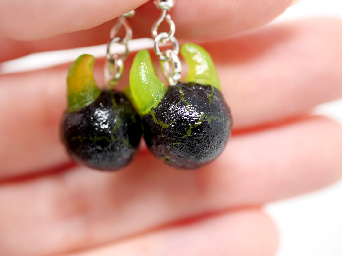 Neon Green and Black Demon Skull Earrings