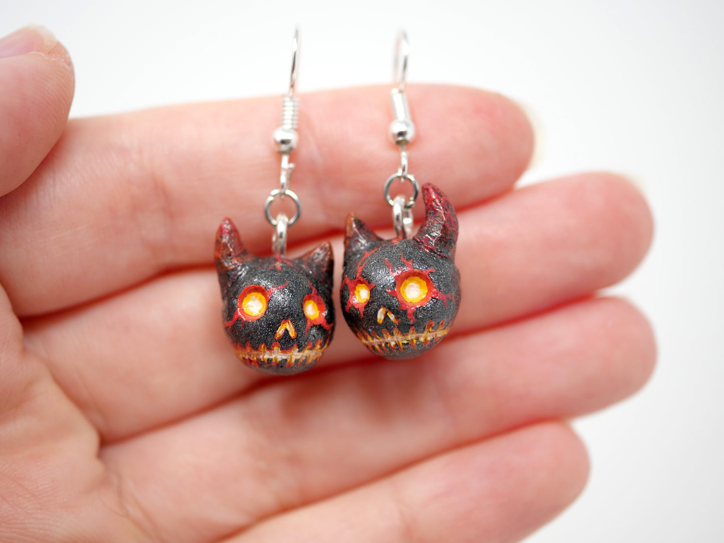 Molten Lava Demon Skull Earrings