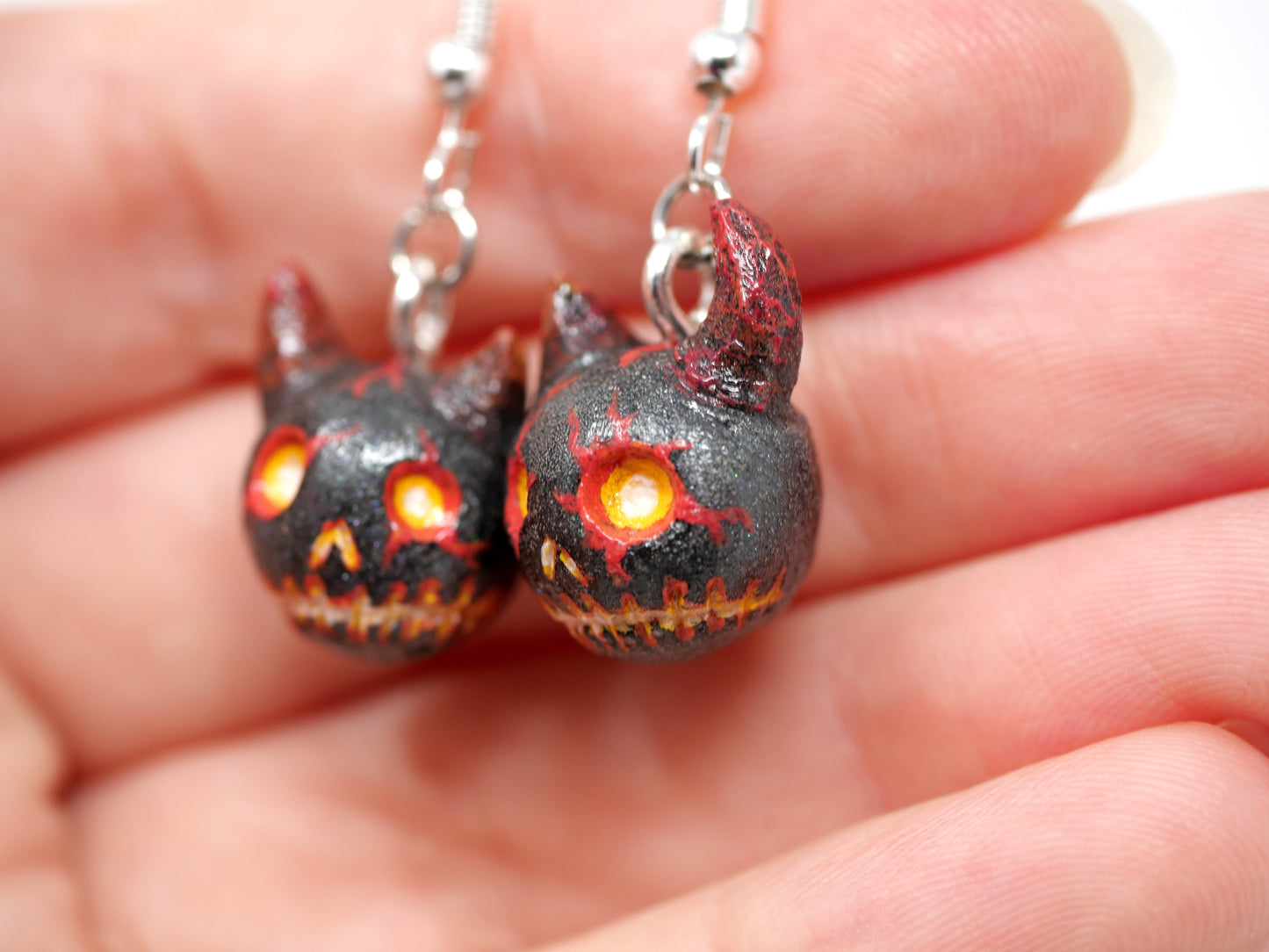 Molten Lava Demon Skull Earrings