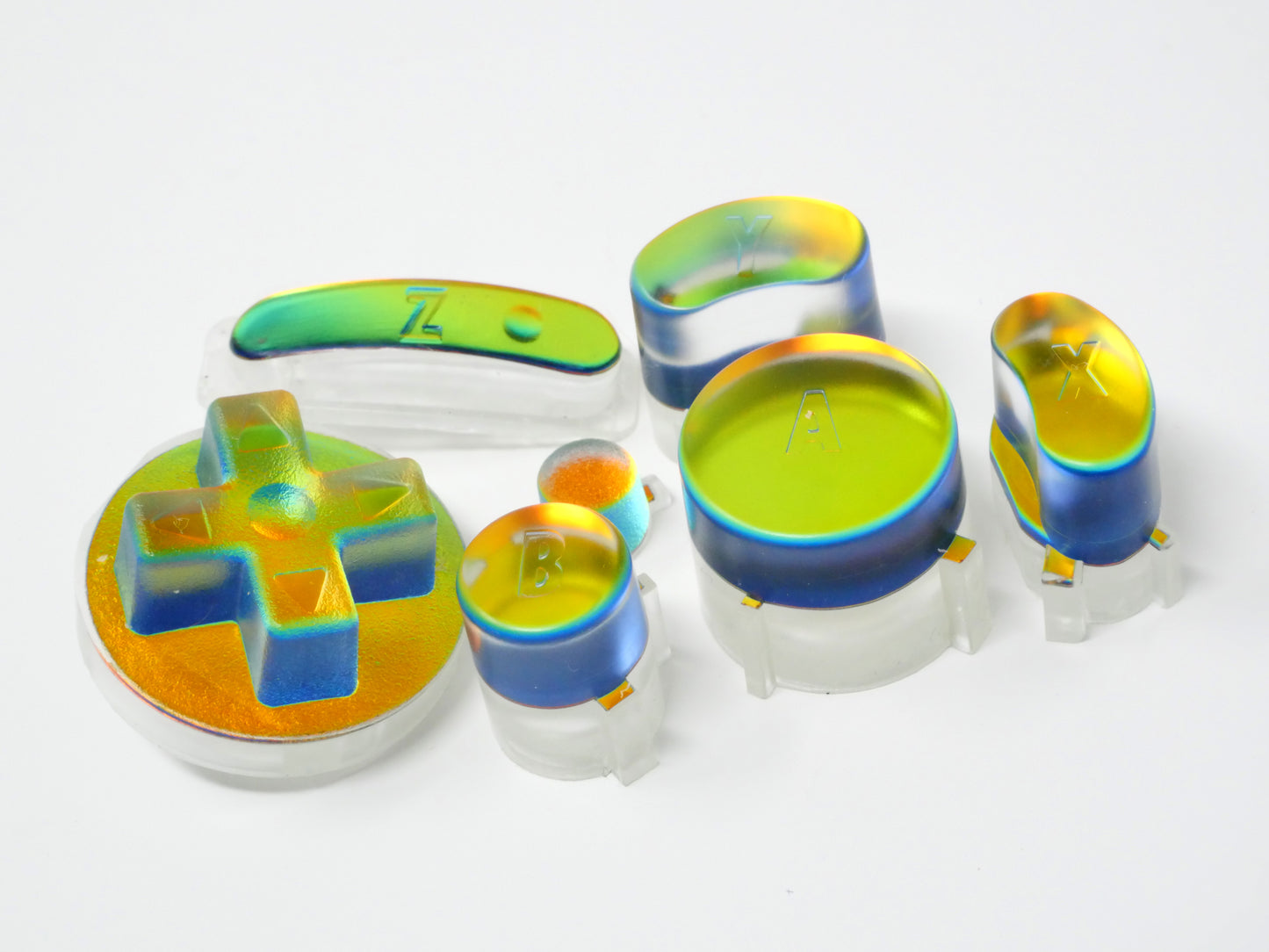 Dichroic Gold Malachite Gamecube Buttons