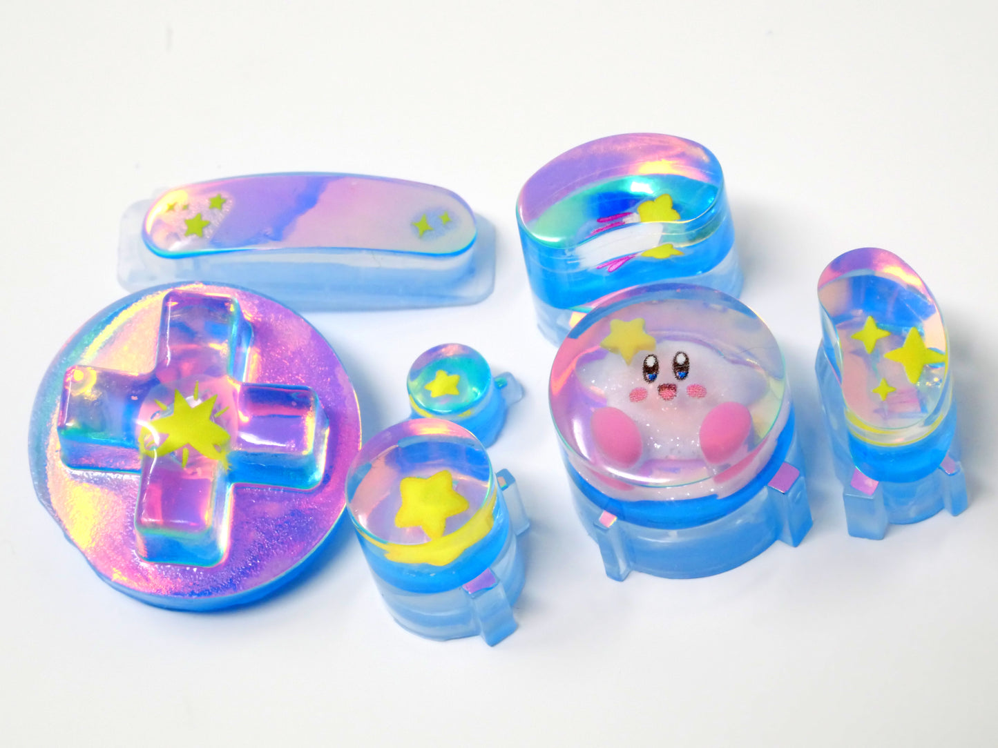 Rainbow Opal Clear Stars Kirby Gamecube Buttons Flats