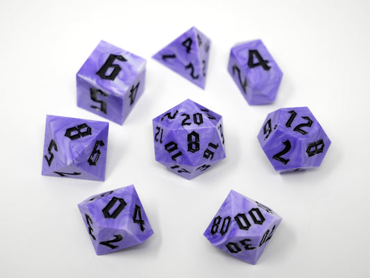 White and Purple Swirl Dice