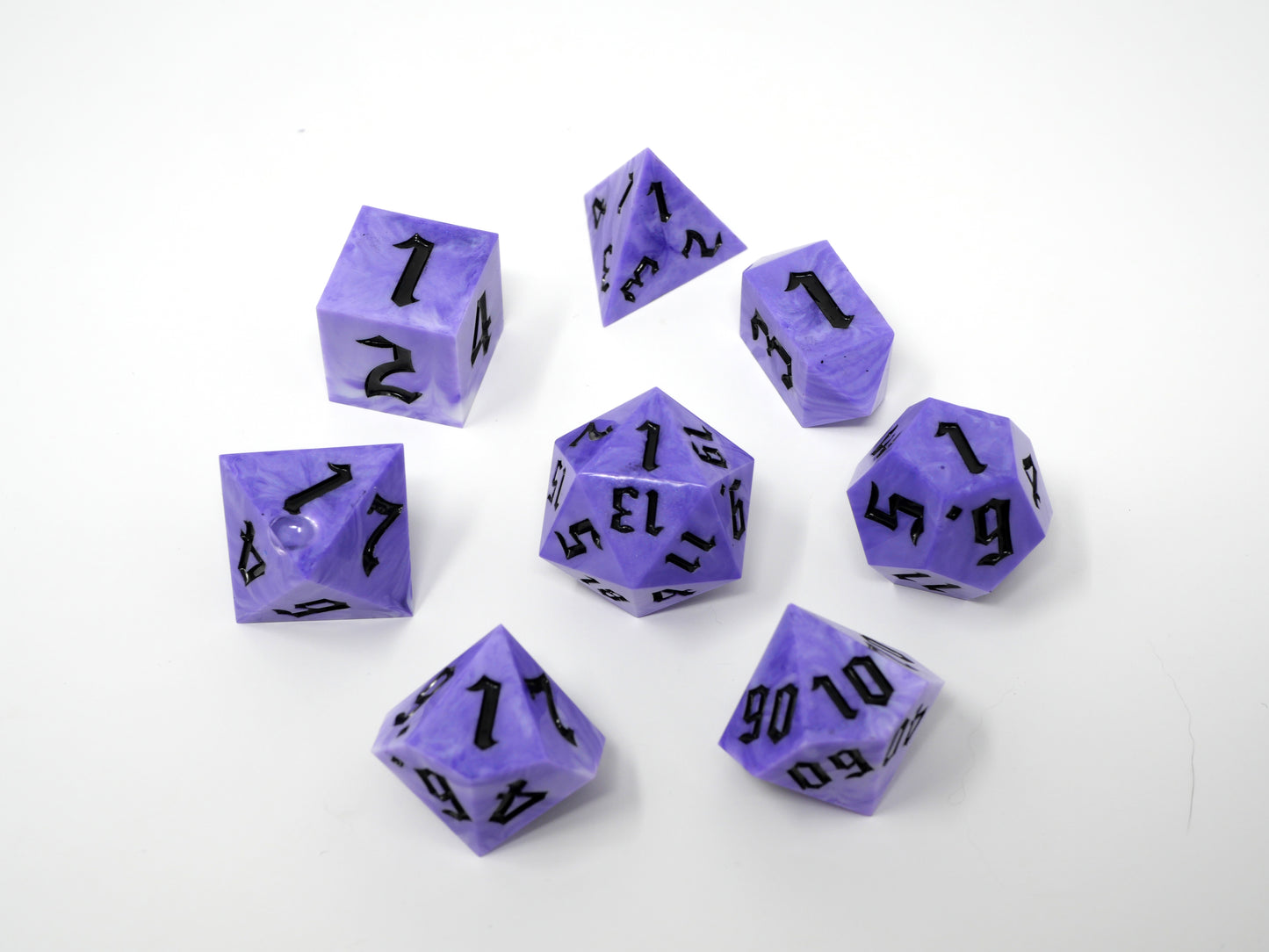 White and Purple Swirl Dice