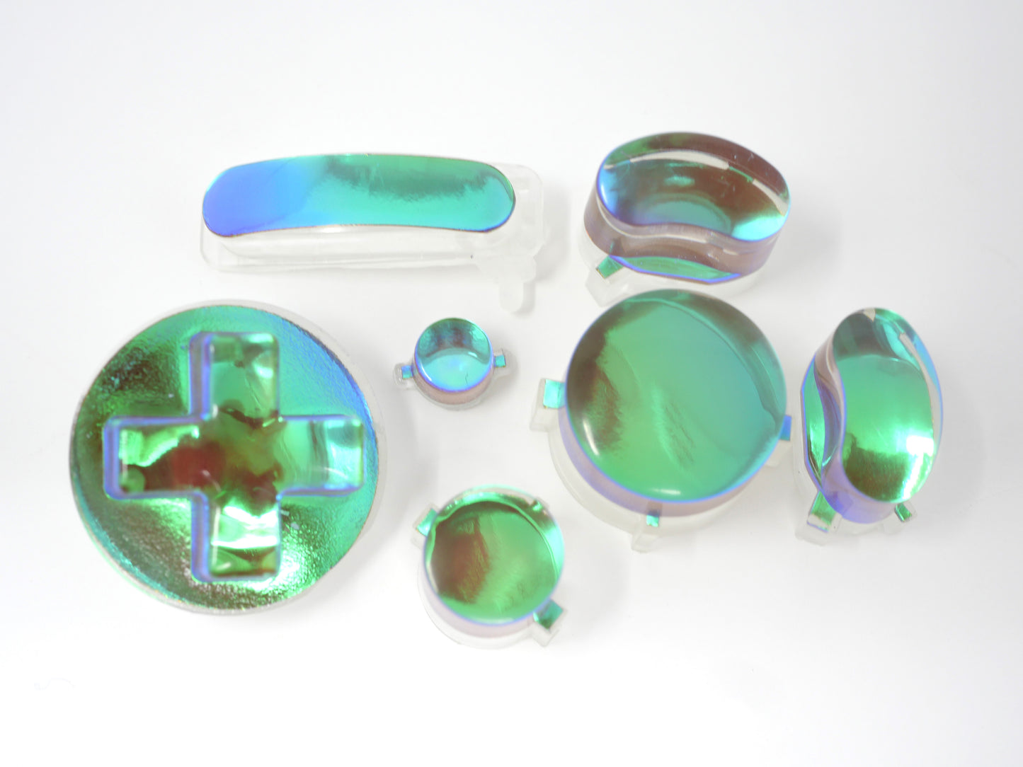 Dichroic Chameleon Green Flat Gamecube Buttons