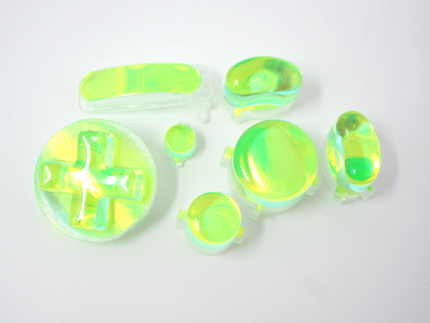 Dichroic Neon Green Bald Gamecube Buttons