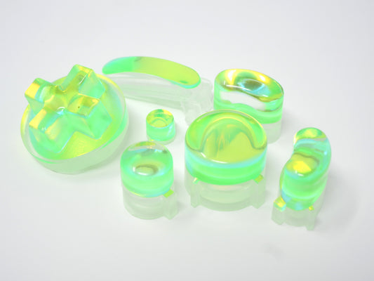 Dichroic Neon Green Bald Gamecube Buttons
