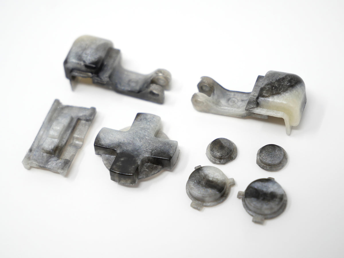 Granite Black and White Gameboy Advance SP Buttons